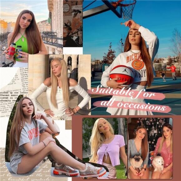 6PC Clip in Hair Extensions Chocolate x Blonde - Picture 5 of 6